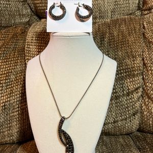 Lia Sophia Brown Stone necklace and earrings